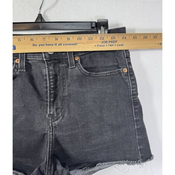 Levis High Rise Jean Shorts Womens 29 (29x2) Black Raw Hem Cut Off Denim Stretch - Picture 7 of 10